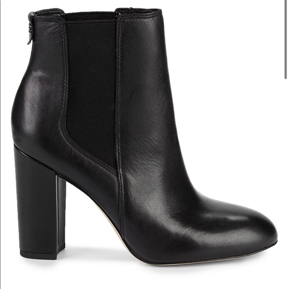 Sam Edelman Shoes - Sam Edelman Black Leather Size 6 Case Leather Block-Heel Booties
